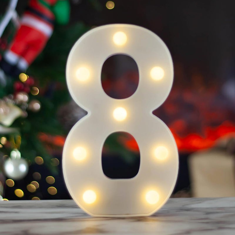 SKYPHAROS LED Marquee Numbers, 0-9 Light Up Letters, Battery Powered LED Letter Lights for Birthday Party, Christmas Night, Home, Bar, Graduation, Wedding Decoration(8) - Image 1